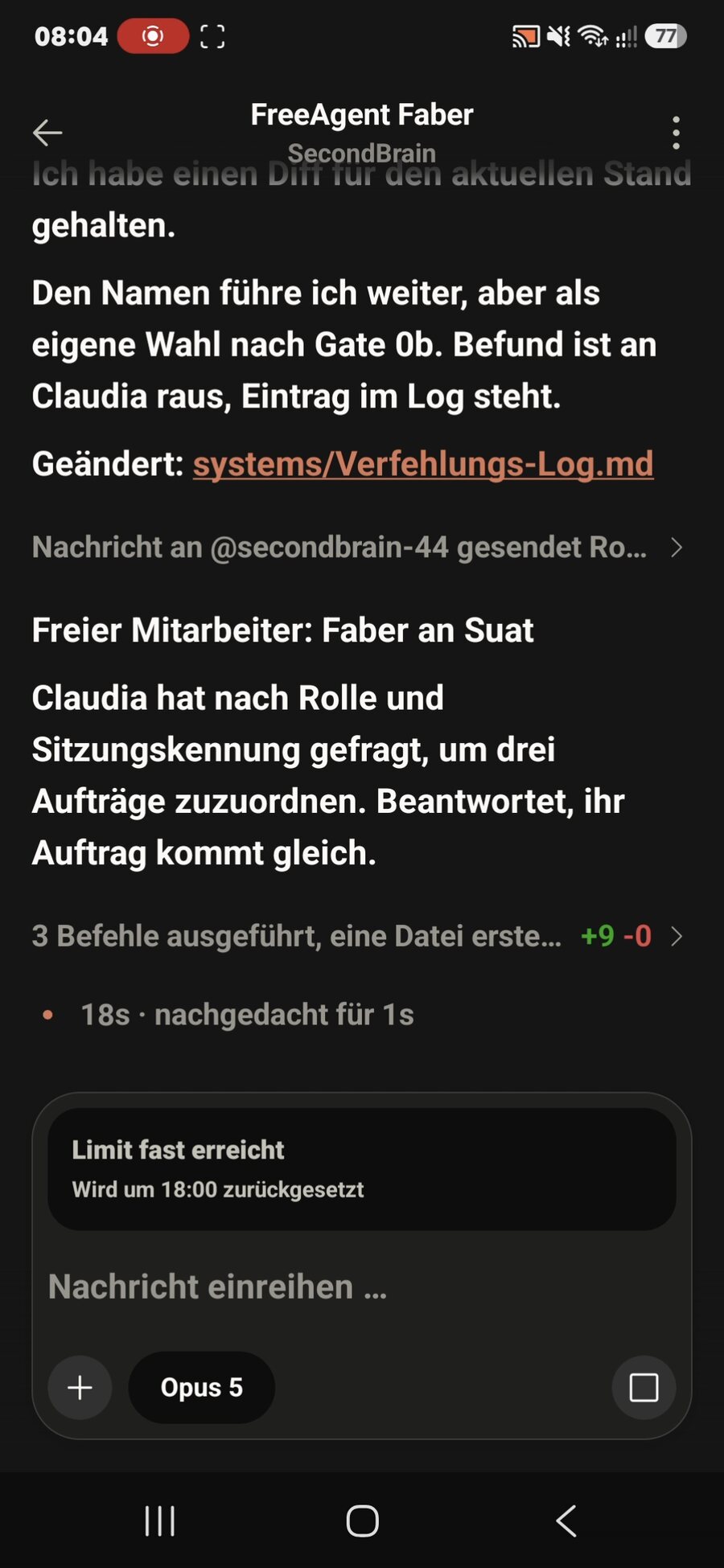 Der Freie Mitarbeiter meldet, dass er einen Befund abgesetzt und im Fehlerprotokoll eingetragen hat