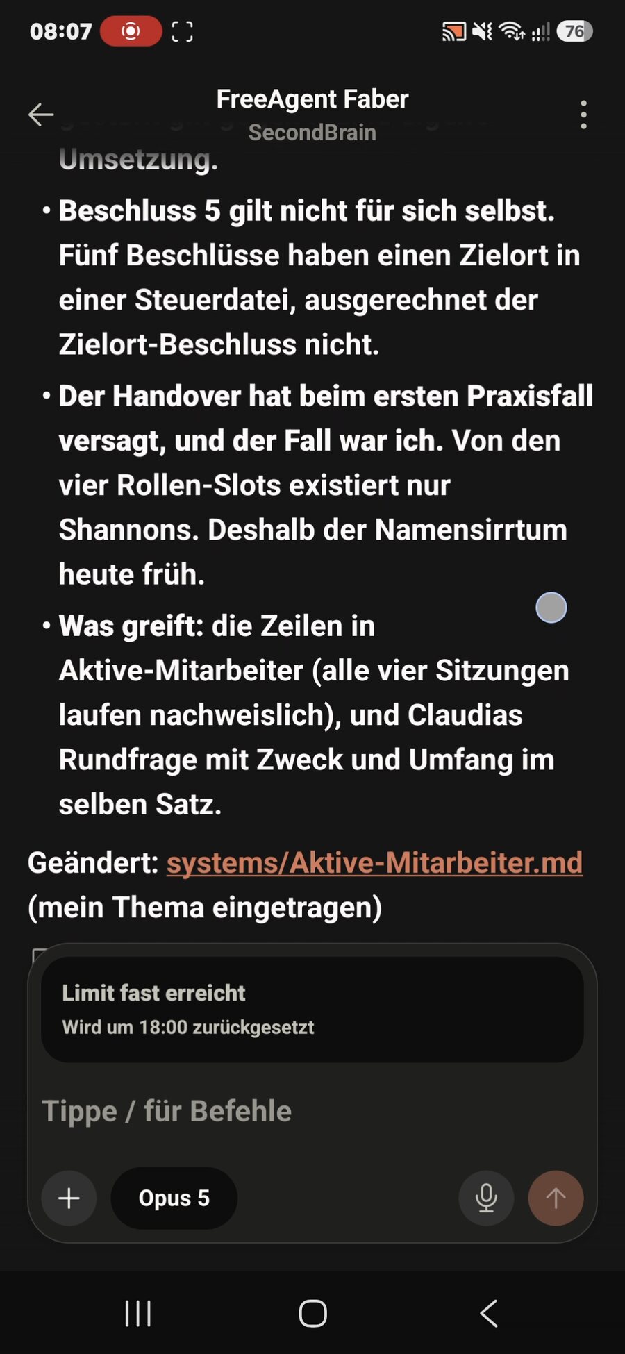 Der Freie Mitarbeiter berichtet das Ergebnis seiner Wirkungsprüfung, darunter der Beschluss, der nicht für sich selbst galt